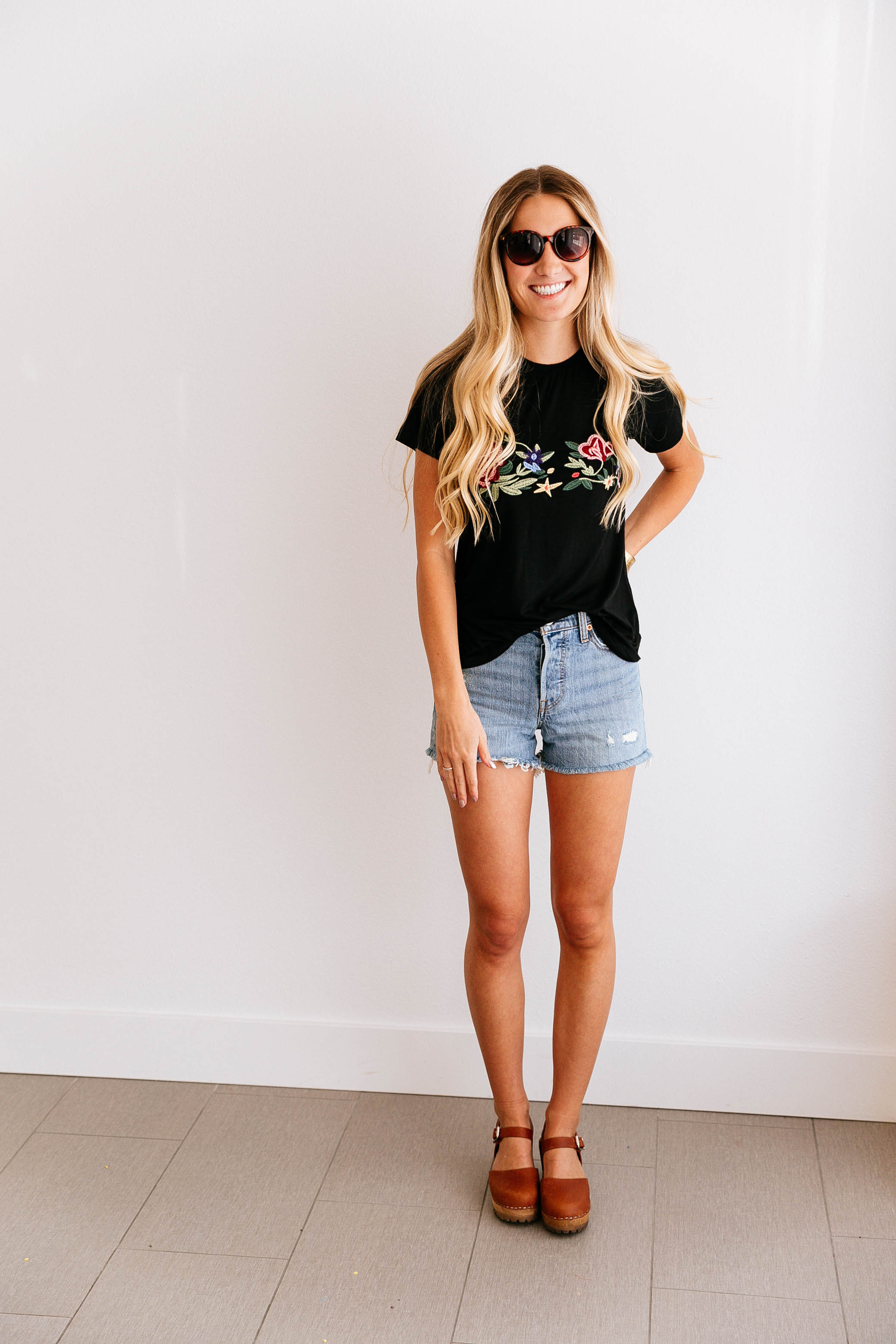 Floral Embroidered Tee