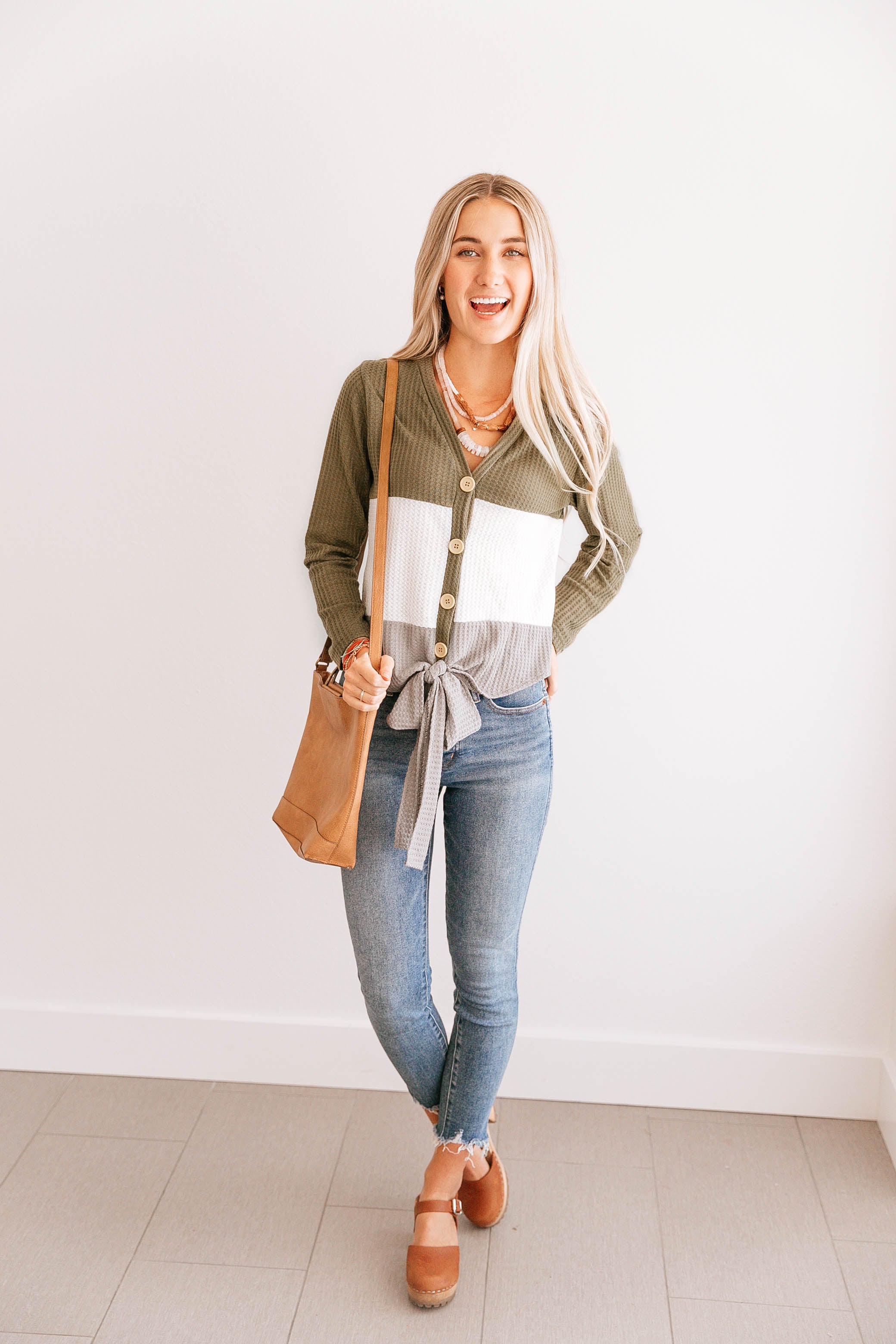 Waffle Knit Button up Top