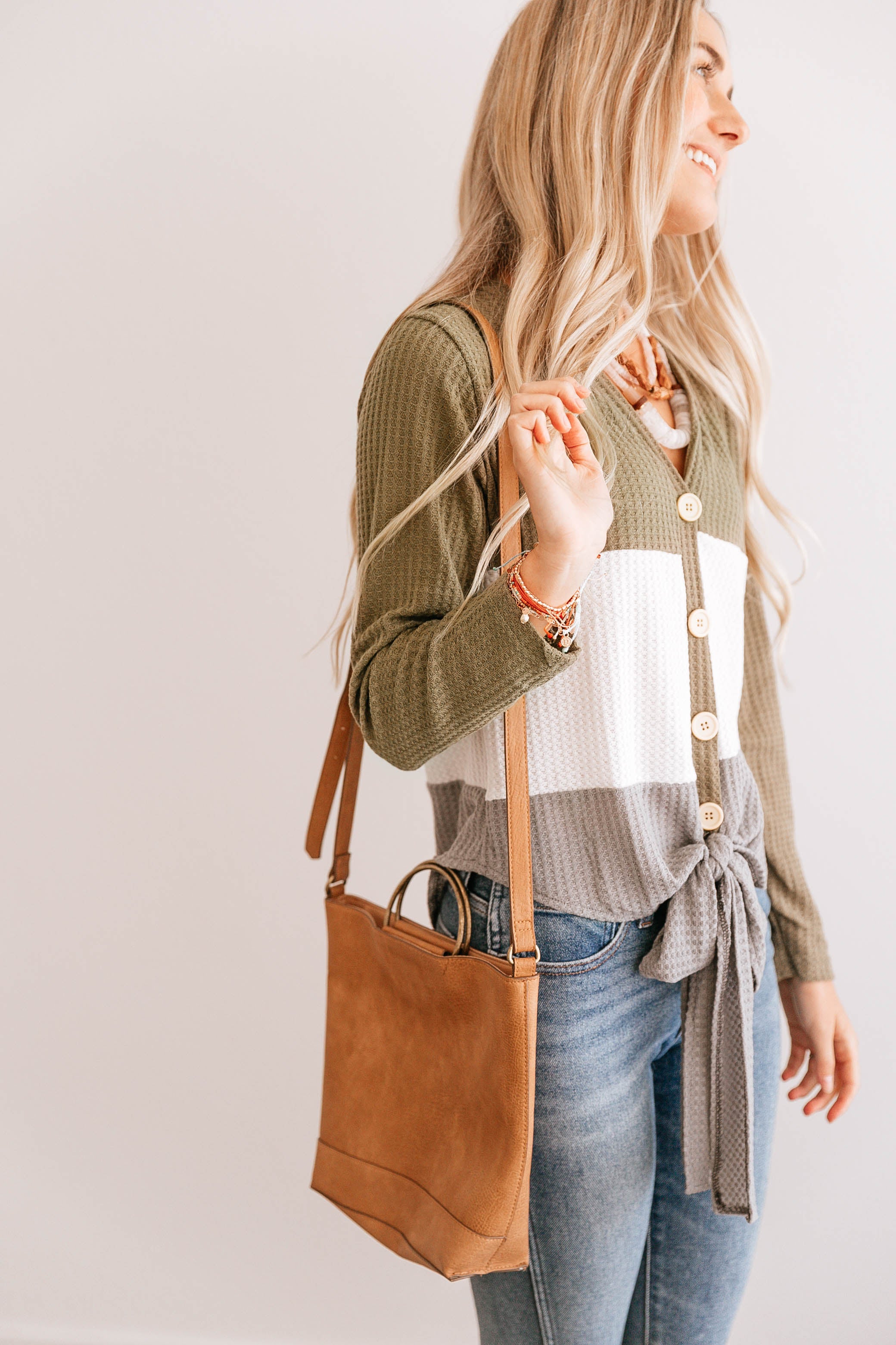 Waffle Knit Button up Top