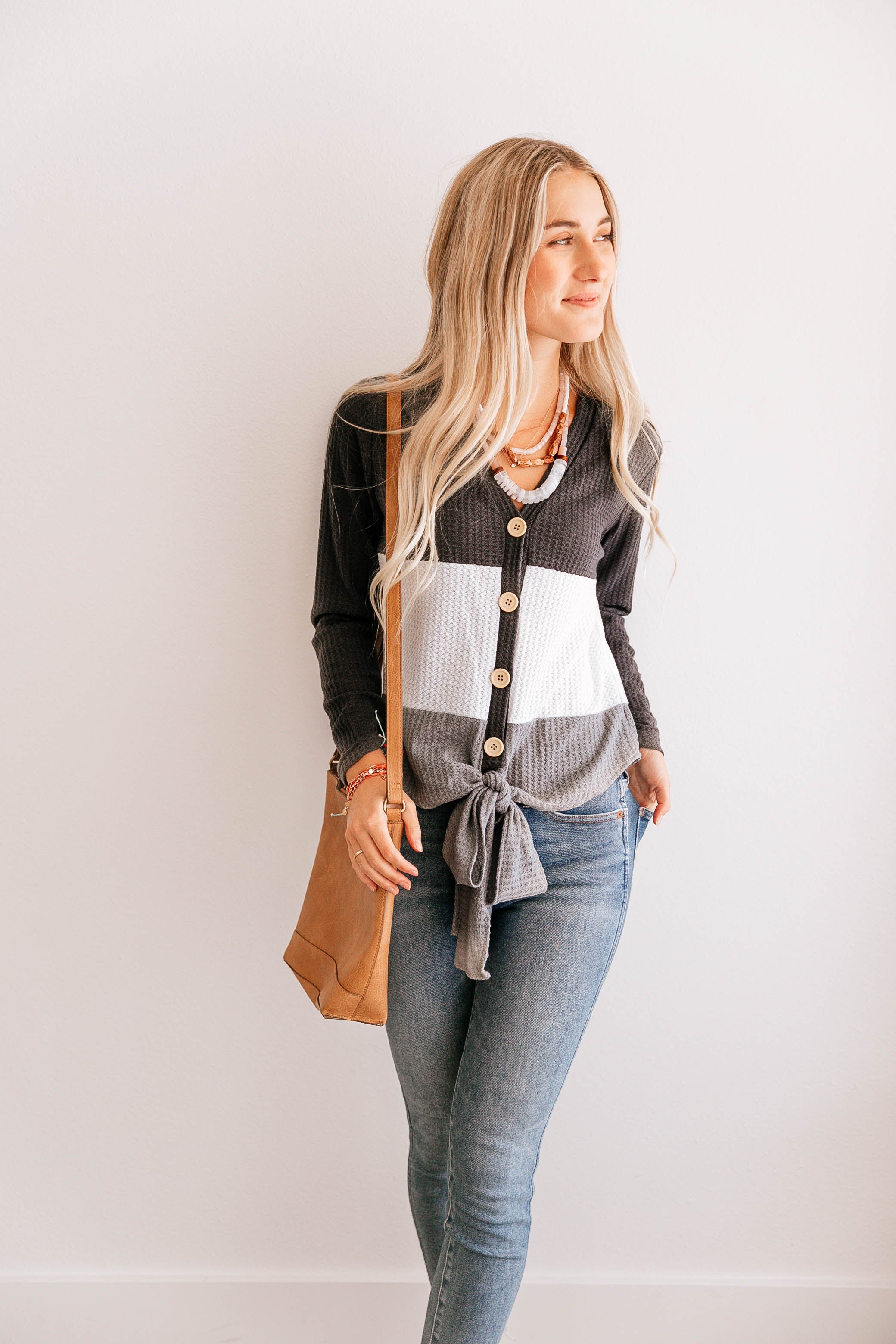 Waffle Knit Button up Top