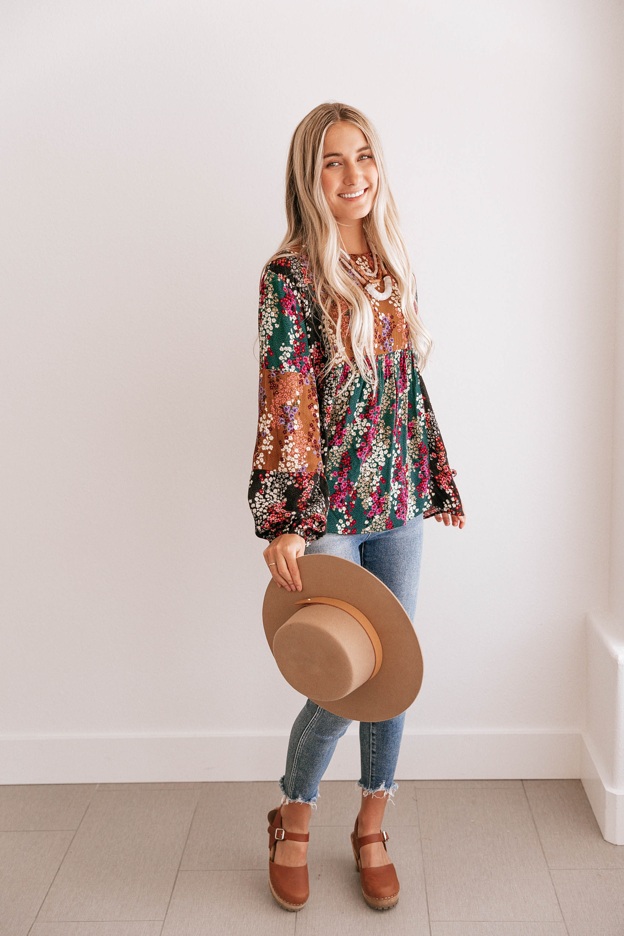 Floral Puff-Sleeve Tunic