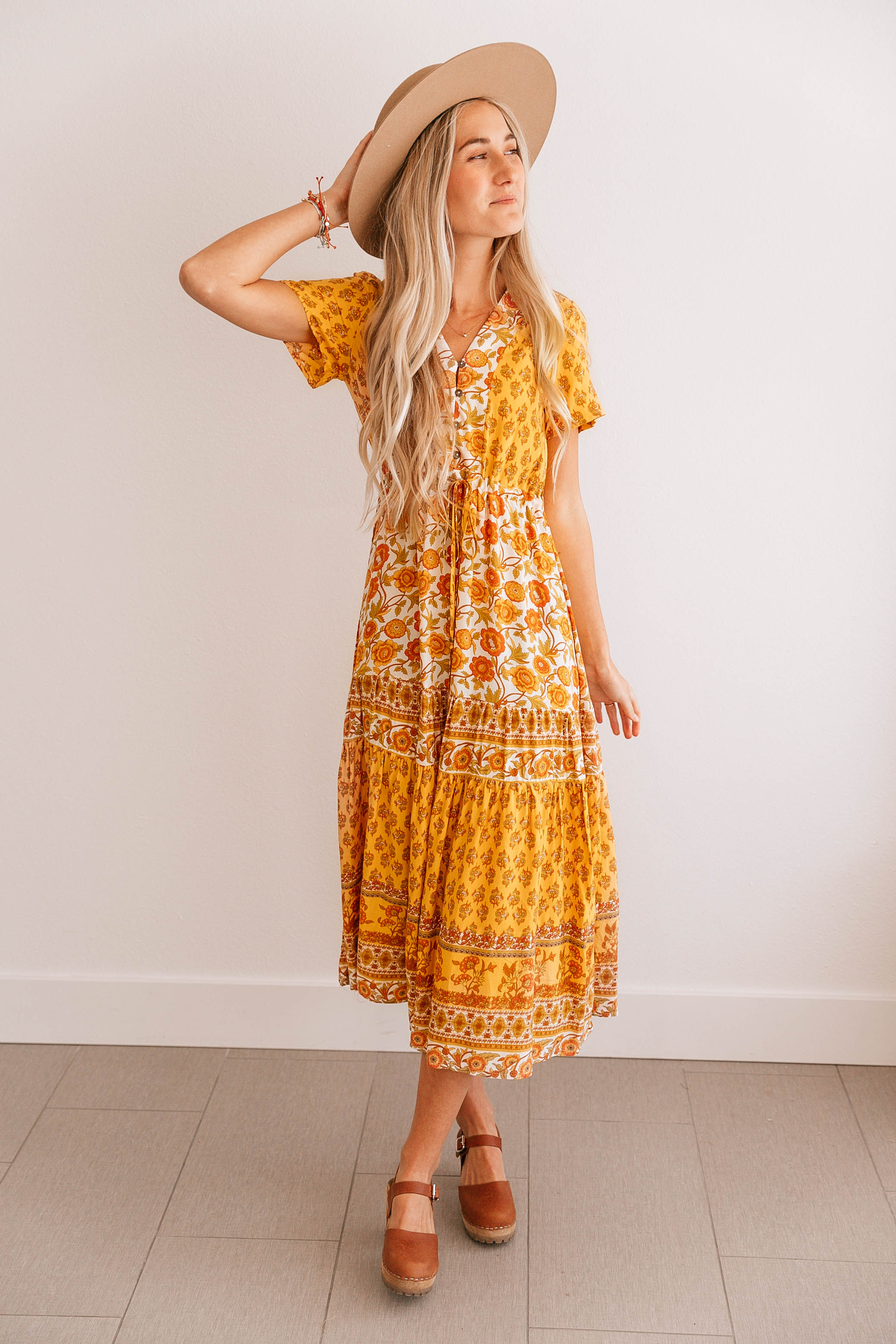 Vintage Floral V-Neck Dress