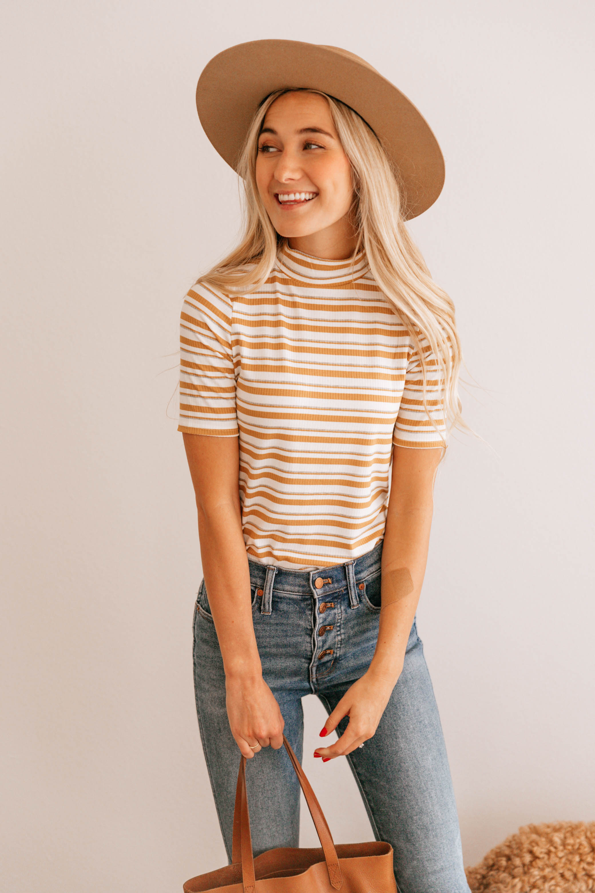 Stripe Mock Neck Tee