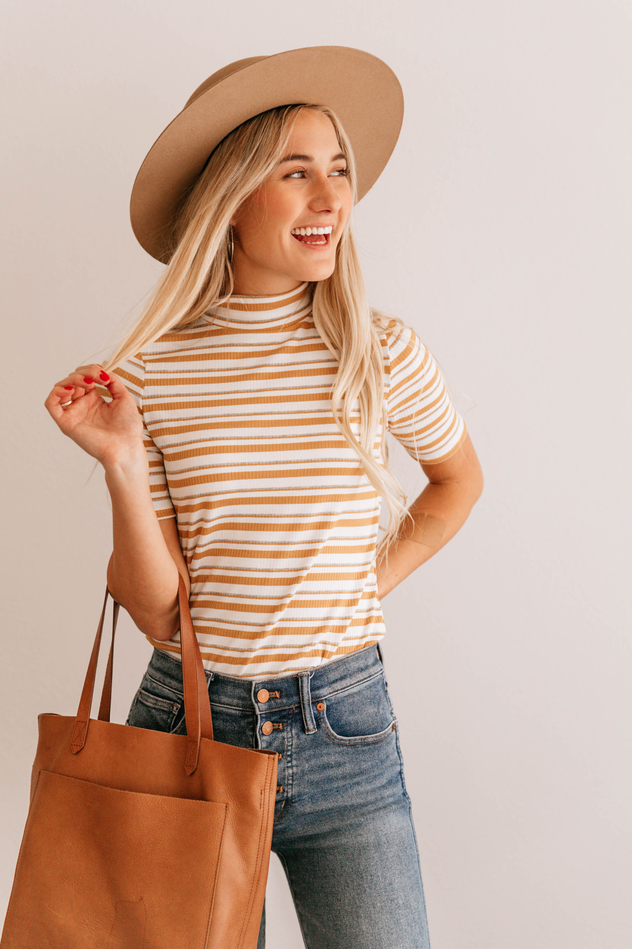 Stripe Mock Neck Tee