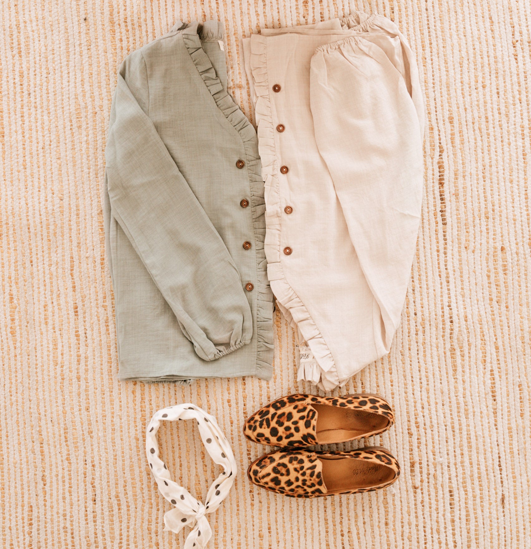 Ruffle Trim Button up Top