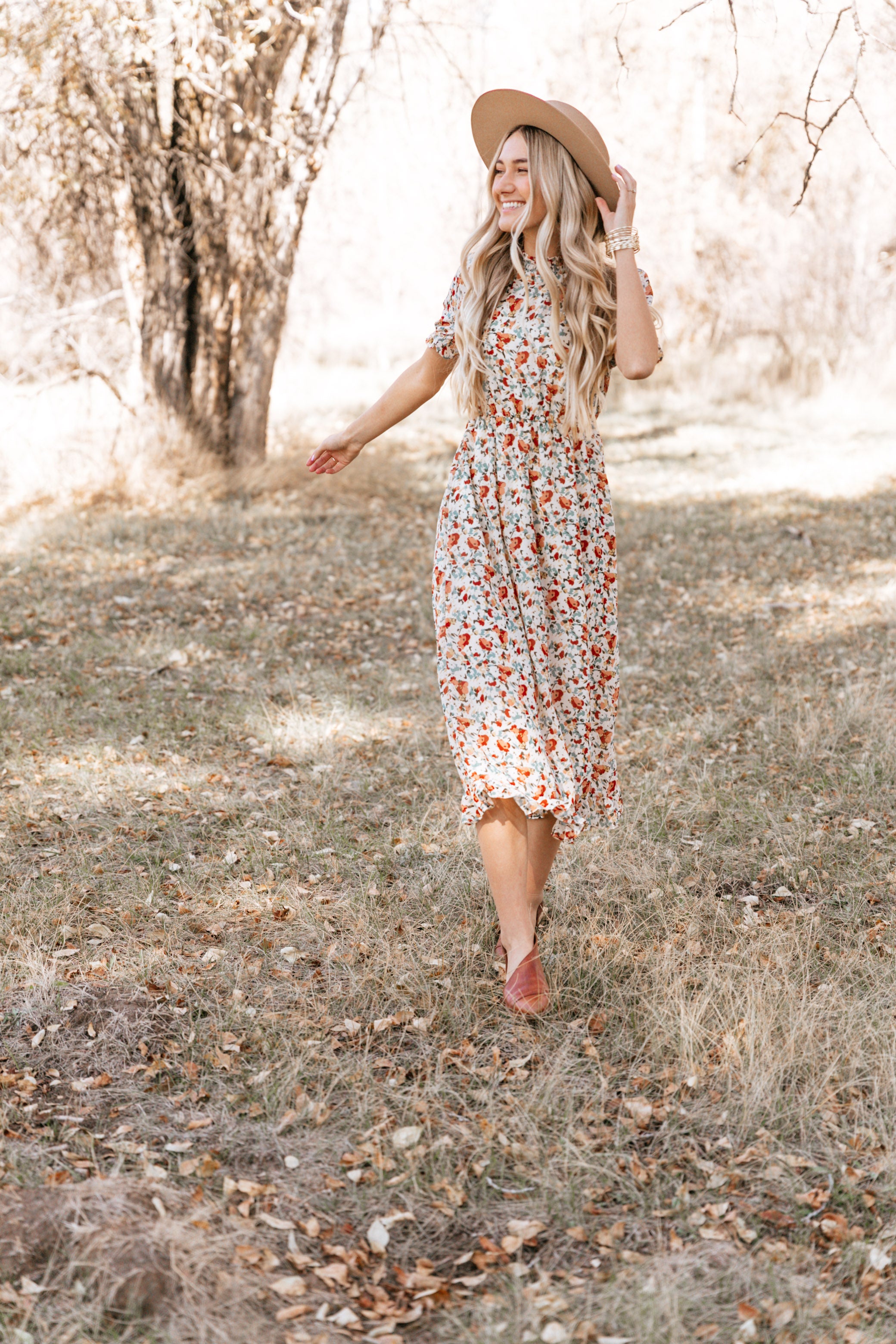 MOCK NECK FLORAL DRESS