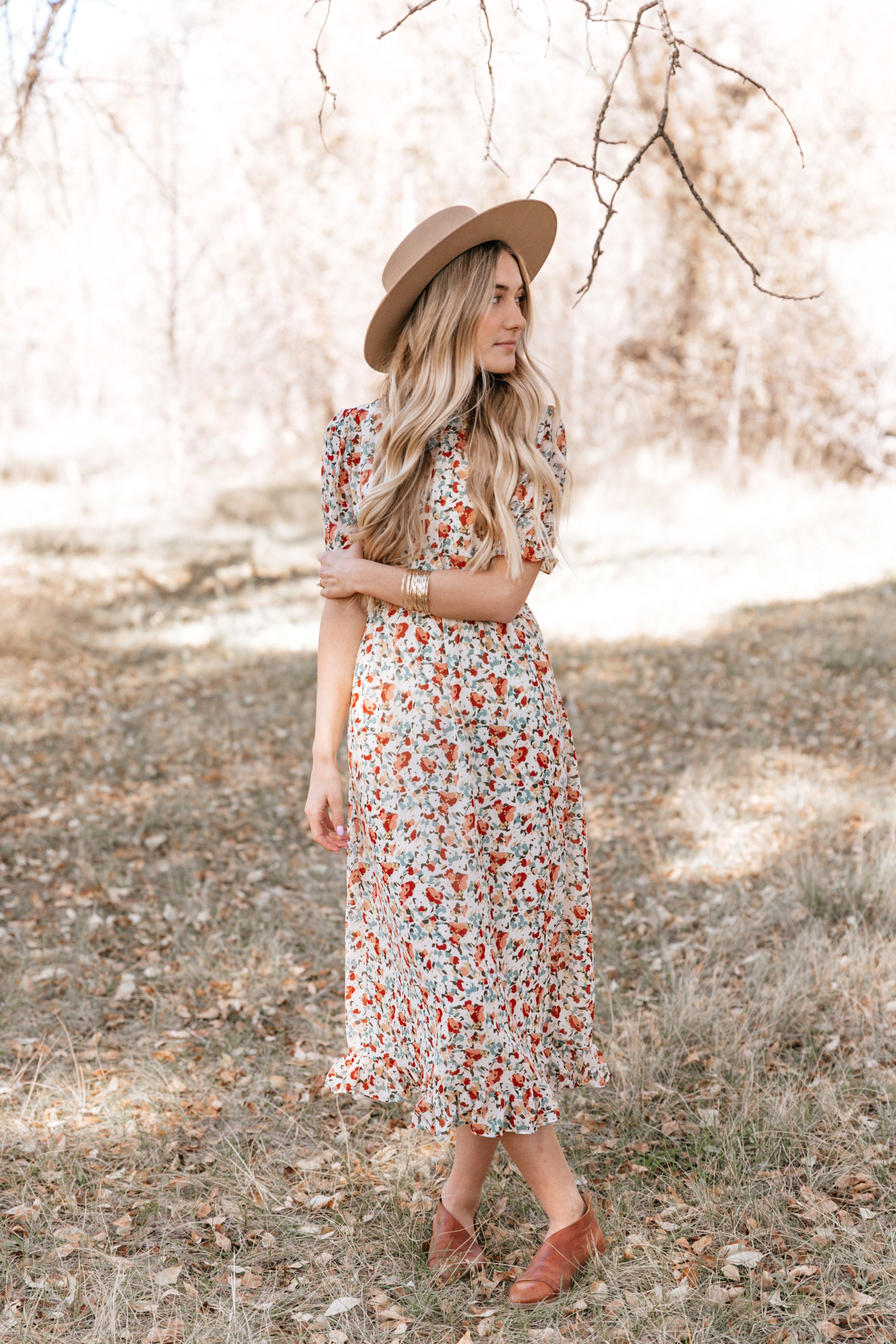 MOCK NECK FLORAL DRESS
