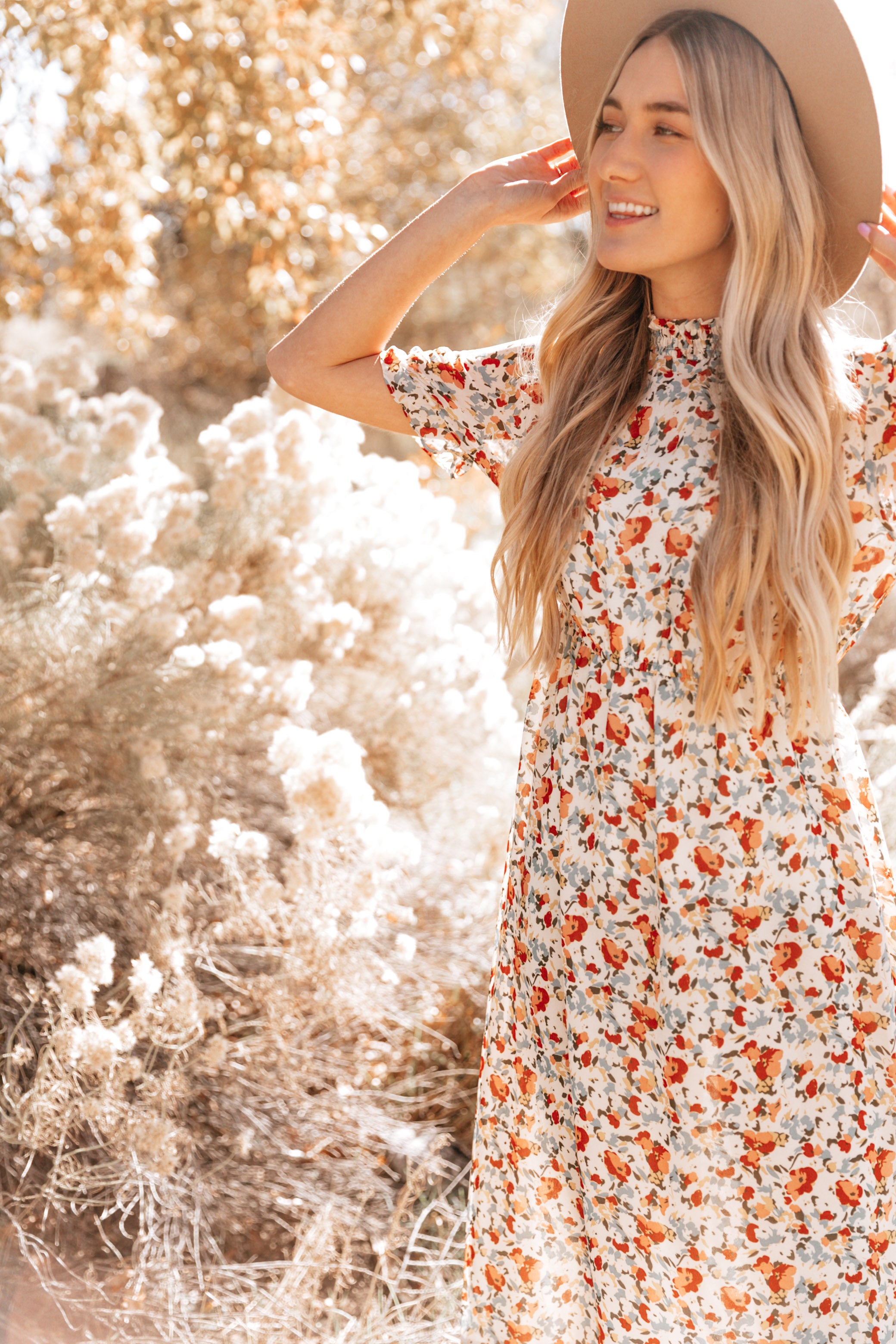 MOCK NECK FLORAL DRESS