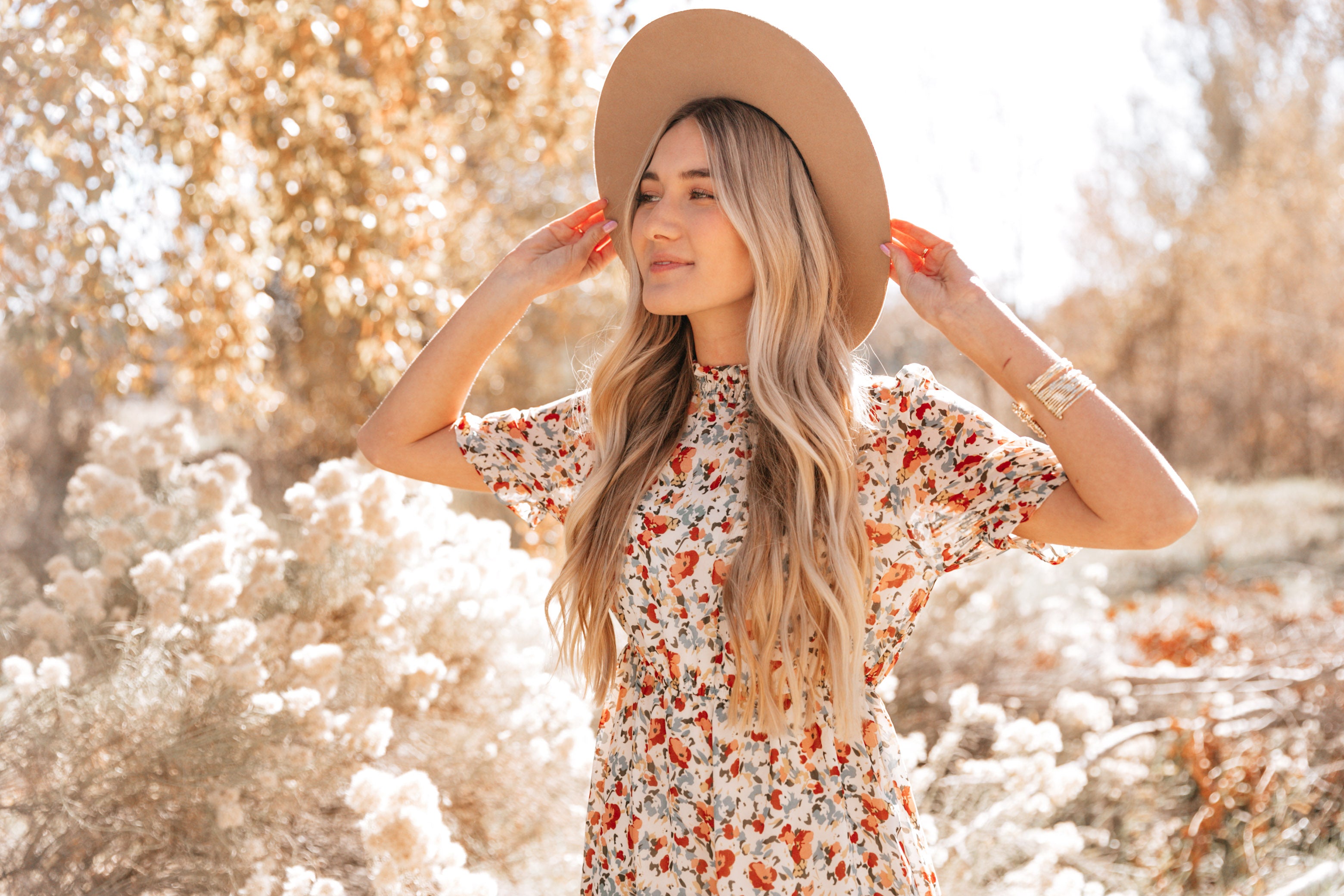 MOCK NECK FLORAL DRESS