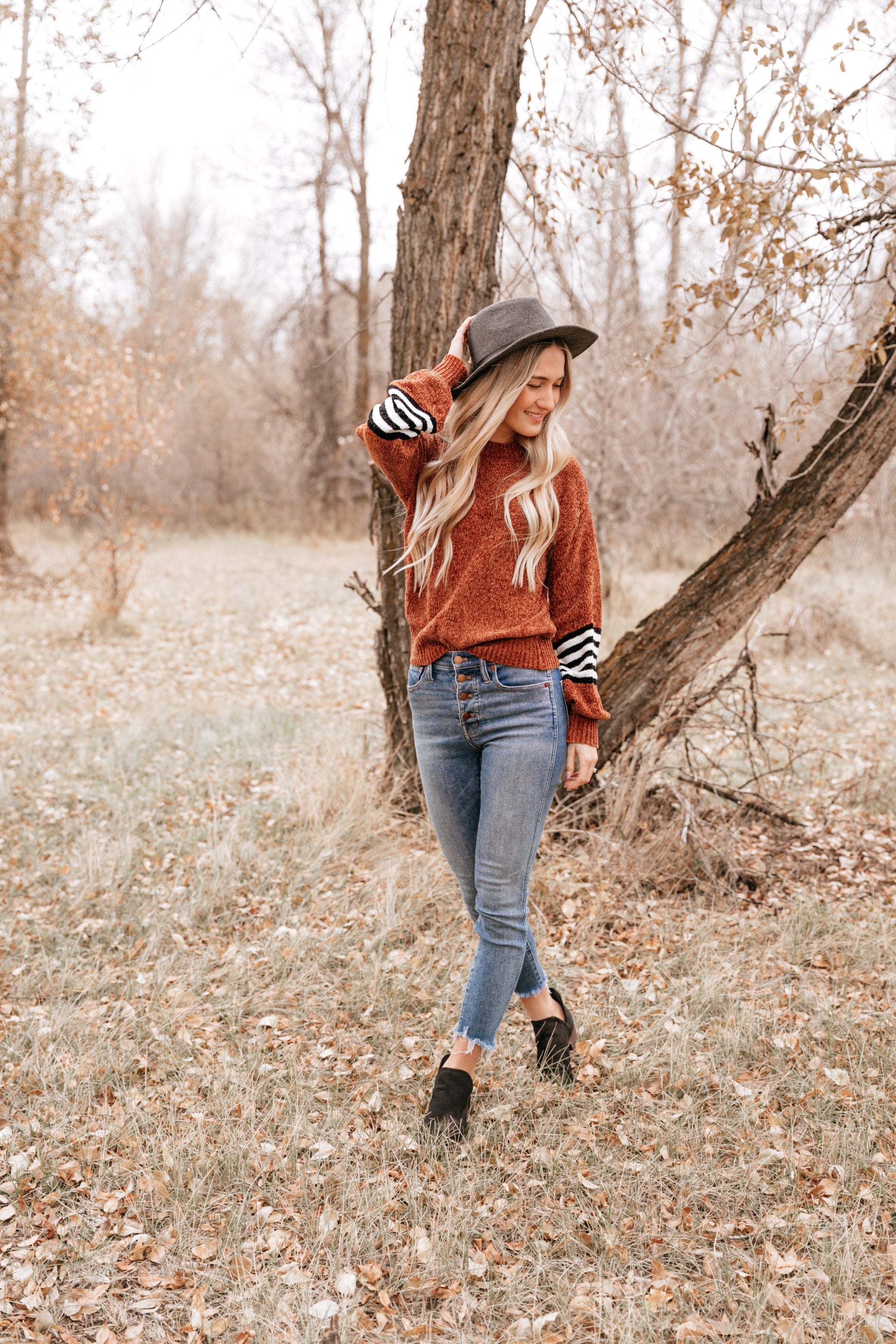 Stripe Accent Crewneck Sweater