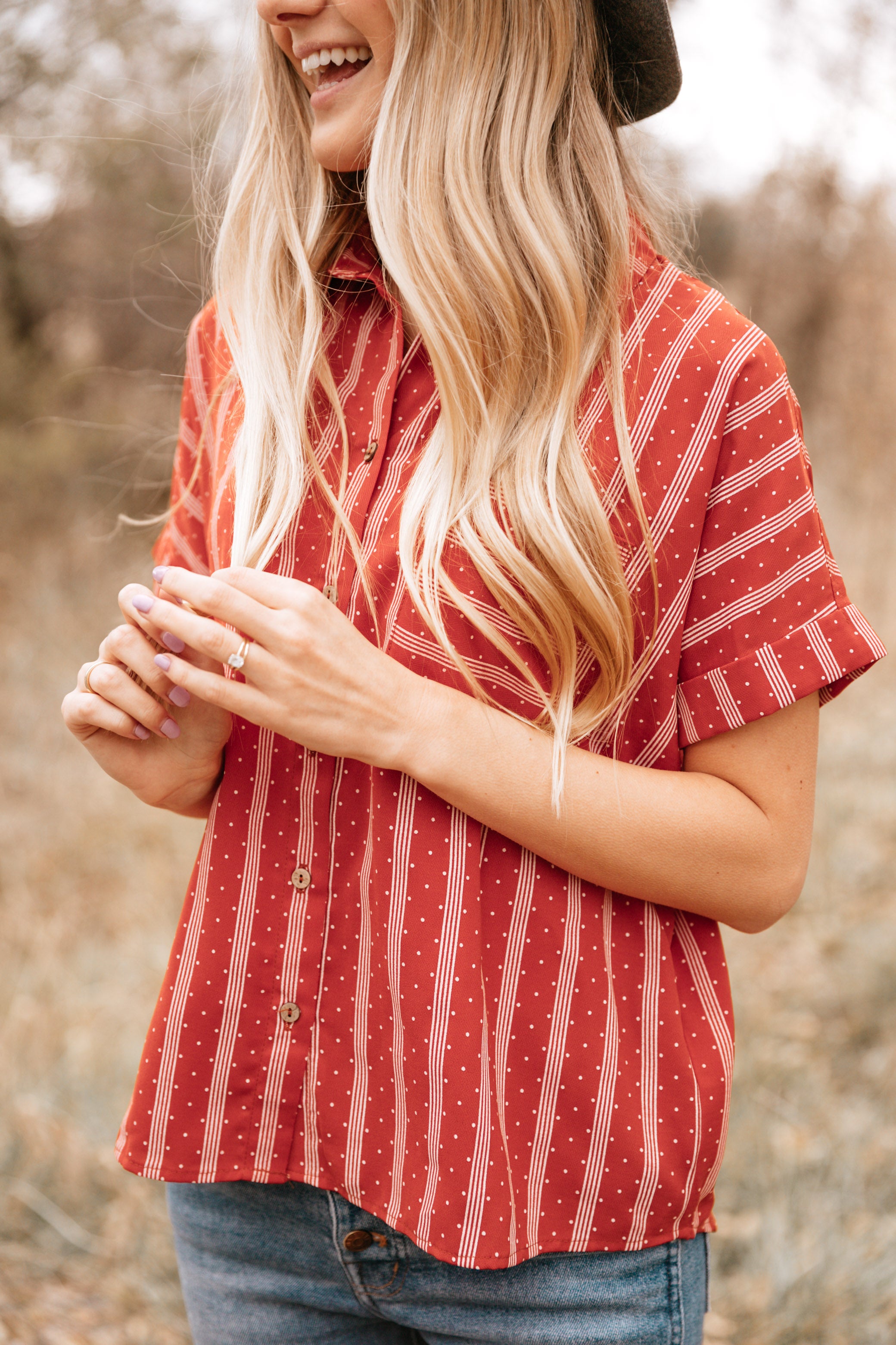 Rust Stripe Pocket Button-Up