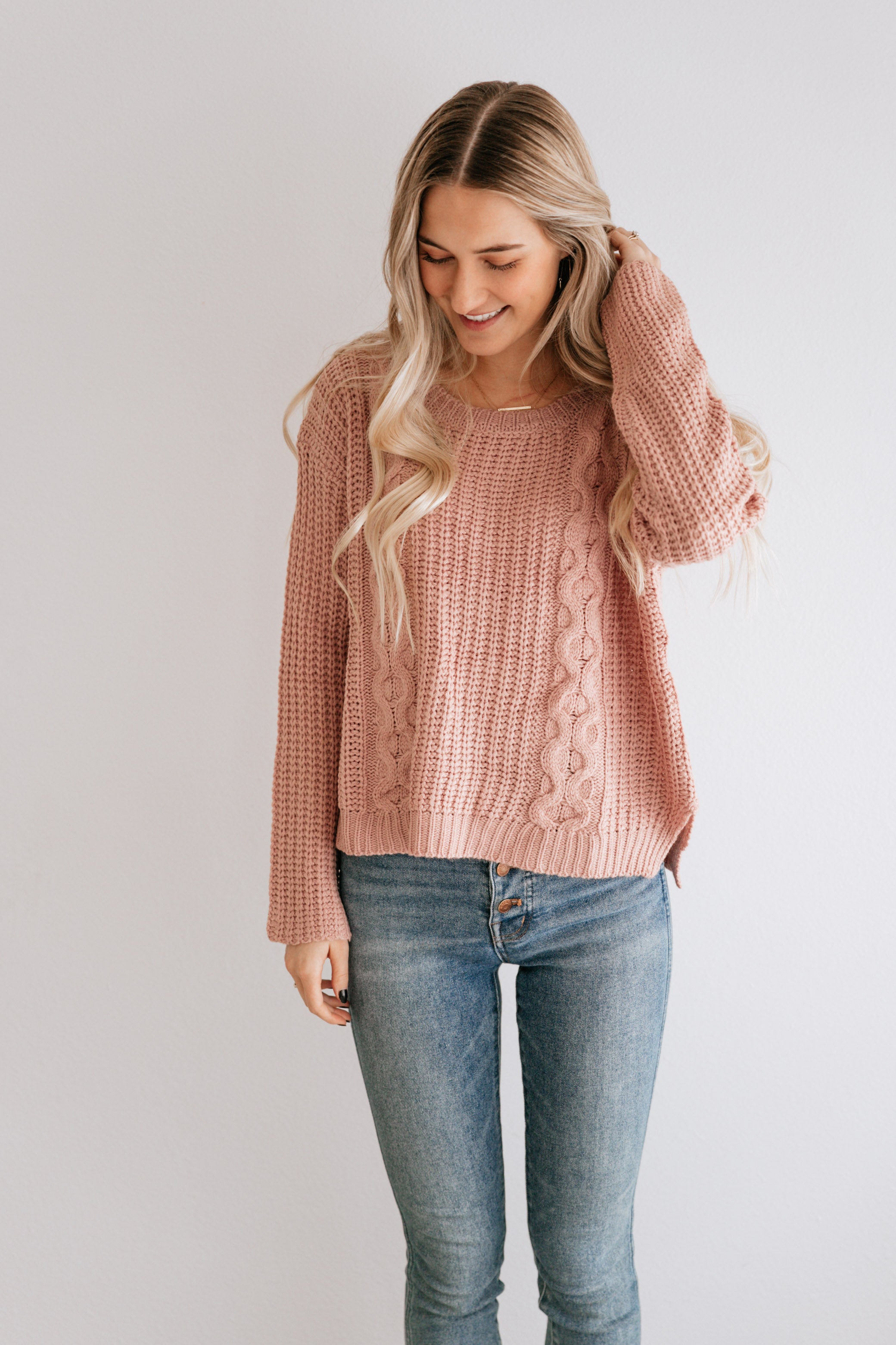 Cropped Cable Knit Sweater