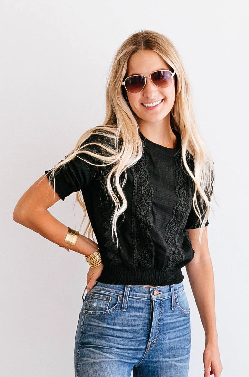 Lace-Panel Crop Top